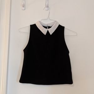 Zara Trafaluc White Collared Cropped Tank Top